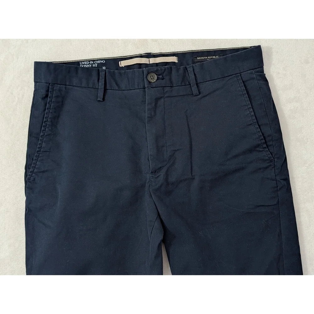 Banana Republic Lived In Chino Pants‎ Mens 33x30 Blue Skinny Fit Office Casual